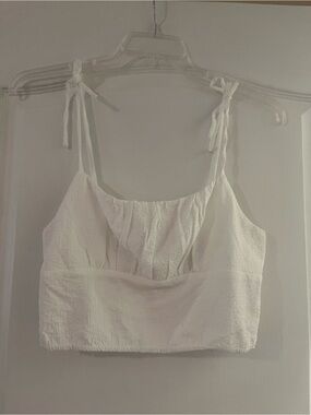 Elodie White Tie-Shoulder Crop Camisole